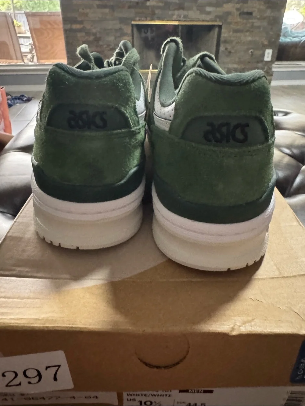 Asics Men’s EX89 Low-Top Sneakers in Green and White with Gold Accent